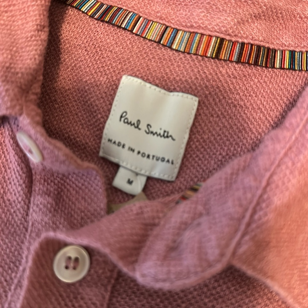 Paul Smith 100% linen polo shirt.  Beautiful rosy maroon color.